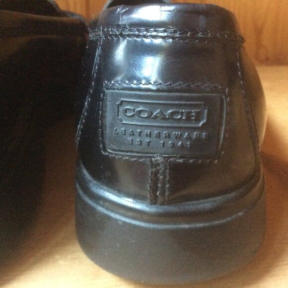 Coach Rita Spazzalato Black Leather Classic Square Toe Slip On Loafers Size 8.5B - Picture 3 of 9